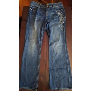 Victoria's Secret London Jean VS Hipster Embellished Bootcut Blue Jeans Size 14